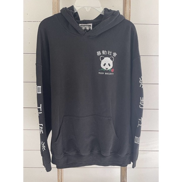 riot society Other - Riot Society Men’s Panda Rose Graphic LS Hoodie Sweatshirt Black Size XL